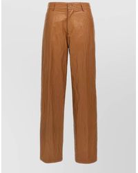 Nude - Leather Wide-Leg Straight Trousers - Lyst