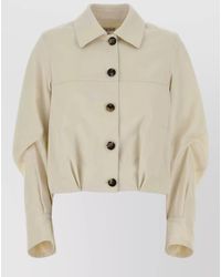 Loewe - Cotton Blend Cropped Jacket Long Sleeves Collar - Lyst