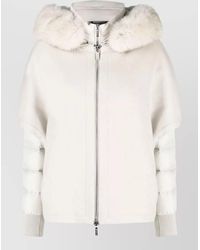Moorer - Cashmere Wool Faux Fur Trimmed Hood Layered Puffer Jacket - Lyst