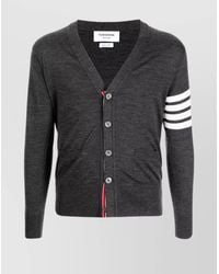 Thom Browne - V-Neck Cardigan Merino Wool 4Bar Stripes - Lyst