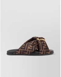 Fendi - Logo-Print Satin Slide Sandals - Lyst