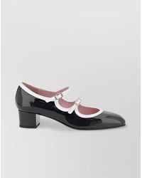 CAREL PARIS - Almond Toe Block Heel Leather Pumps - Lyst