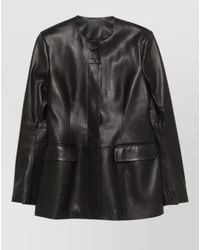 TOTEME - Leather Coat Long Sleeves Front Pockets - Lyst