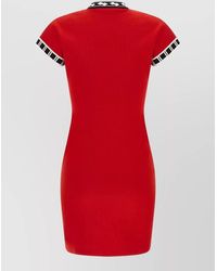 Versace - Logo Dress Short Sleeves Contrast Trim - Lyst