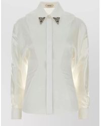 Versace - Embroidered Cotton Poplin Shirt - Lyst