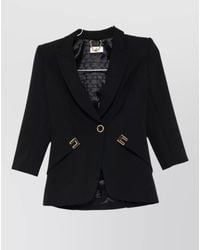 Elisabetta Franchi - Single-Breasted Cutout V-Neck Blazer - Lyst