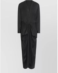 TOTEME - Viscose Dress Draped Long Sleeves V Neckline - Lyst