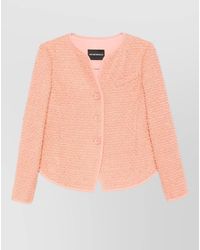 Emporio Armani - Wool Blend Jacket Round Neck Design - Lyst