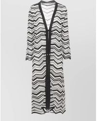 D.exterior - Long Cardigan Beachwear Lurex Pattern Tie - Lyst