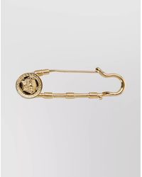 Versace - Metal Safety Pin Brooch - Lyst