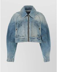 Palm Angels - Paris Distressed Cropped Denim Jacket - Lyst