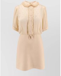 Valentino - Silk Wool Short-Sleeve Mini Dress - Lyst