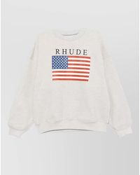 Rhude - Crew Neck Sweatshirt Usa Flag Graphic - Lyst