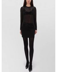 Michael Kors - Rhinestone Knit Top Long Sleeves Sheer - Lyst