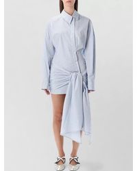 The Attico - Striped Cotton Poplin Draped Mini Dress - Lyst