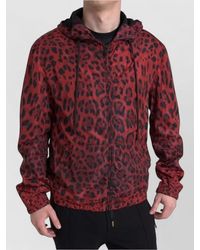Dolce & Gabbana - Leopard-Print Hooded Zip-Up Jacket - Lyst