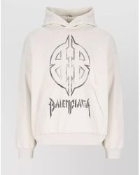 Balenciaga - Graphic Print Hooded Sweatshirt Kangaroo Pocket - Lyst