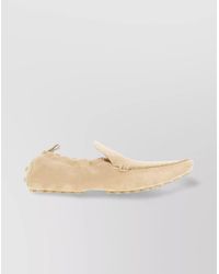 Tod's - Suede Moc Toe Loafers With Rubber Sole - Lyst