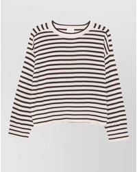 Closed - Striped Crew Neck Cropped Long Sleeve Top - Lyst