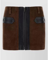 Marni - Suede Mini Skirt Belt Loops Contrast Panel - Lyst