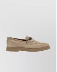 Brunello Cucinelli - Suede Crystal Embellished Penny Loafers - Lyst