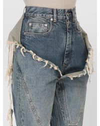 Rick Owens - Drop Crotch Denim Cargo Trousers Wide Leg - Lyst