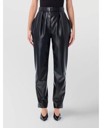 Balmain - High-Rise Pleated Faux Leather Tapered Trousers - Lyst