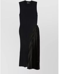 Emporio Armani - Ribbed Sleeveless Pleated Midi Dress - Lyst