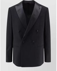 Giorgio Armani - Virgin Wool Double-Breasted Tuxedo Blazer - Lyst