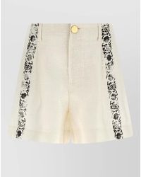 Alberta Ferretti - Fortuny Linen Shorts Belt Loops Embroidery - Lyst