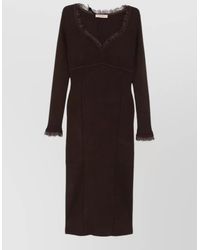 Twinset - Viscose Knit Knee-Length Dress - Lyst