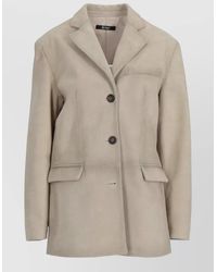 LA ROSE - Suede Coat Notch Lapel Chest Pocket - Lyst