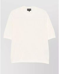 Emporio Armani - Cotton Crew Neck Textured Knit Top - Lyst