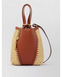 Chloé - Spin Small Leather And Raffia Bucket Bag - Lyst