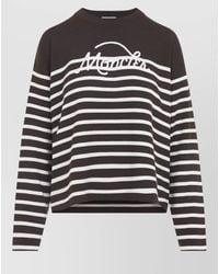 Moncler - Virgin Wool Striped Logo-Embroidered Crew-Neck Sweater - Lyst