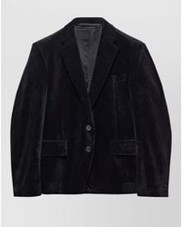 Prada - Notched Lapel Single Breasted Jacket With Pockets - Lyst