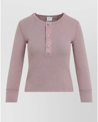 Chloé - Cotton Ribbed Fitted Henley Shirt - Lyst