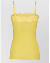 Saint Laurent - Lace-Trimmed Ribbed Tank Top - Lyst