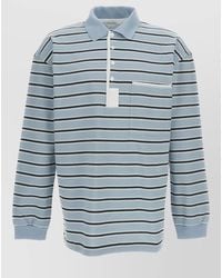 Bottega Veneta - Striped Cotton Long-Sleeve Polo Shirt - Lyst