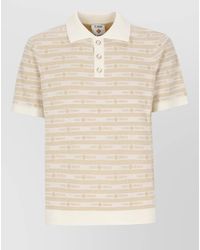 CASABLANCA - Wool Logo-Pattern Short-Sleeve Polo Shirt - Lyst
