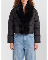 Gucci - Shearling Trim Padded Short Jacket - Lyst