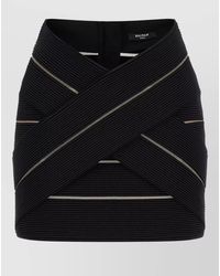 Balmain - Mesh Panel V-Waist Mini Skirt - Lyst