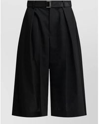 Sacai - High Waist Wide Leg Pleated Trousers Belt Loops - Lyst