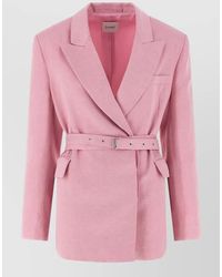 Nude - Linen Blend Double-Breasted Belted Blazer - Lyst