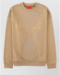 HUGO - Crew Neck Cotton Knit Casual Top - Lyst