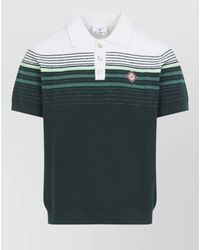 CASABLANCA - Striped Knitted Short-Sleeve Polo Shirt - Lyst