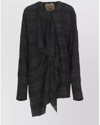 Uma Wang - Draped Long Sleeve Checked Blouse - Lyst