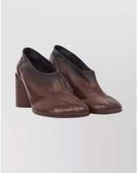 MM6 by Maison Martin Margiela - Block Heel Tabi Toe Leather Pumps - Lyst