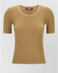 Max Mara - Metallic Ribbed Short-Sleeve Knitted Top - Lyst