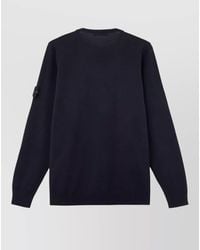 Stone Island - Wool Sweater Crew Neck Logo Patch Side - Lyst